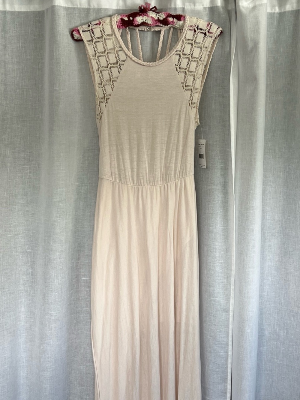Free People Cream Crochet-Shoulder Dress